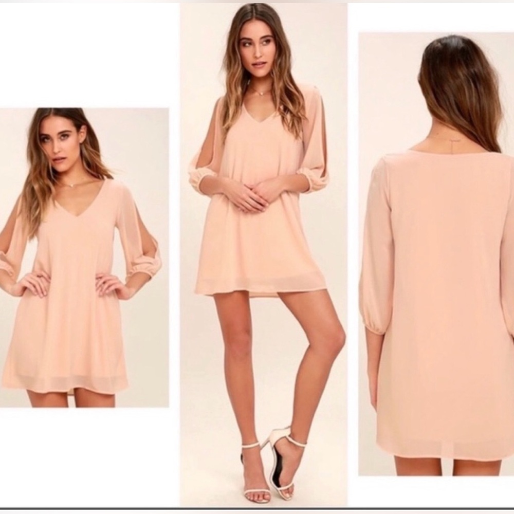 LuLus Shifting Dears Blush Pink Dress Size XL NWT Open Sleeves Romantic Wedding